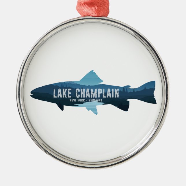 Ornamento De Metal Lago Champlain Nova York Vermont Peixe (Frente)