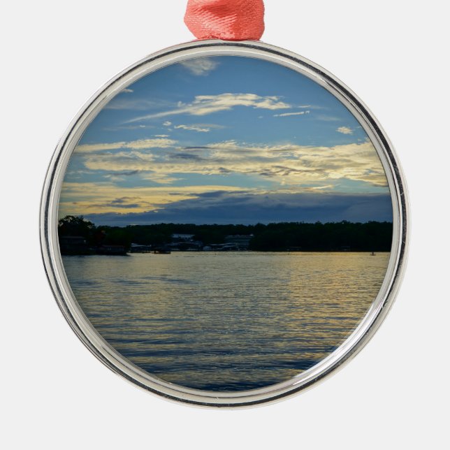 Ornamento De Metal Lago De Ozarks Blue Sunset (Frente)