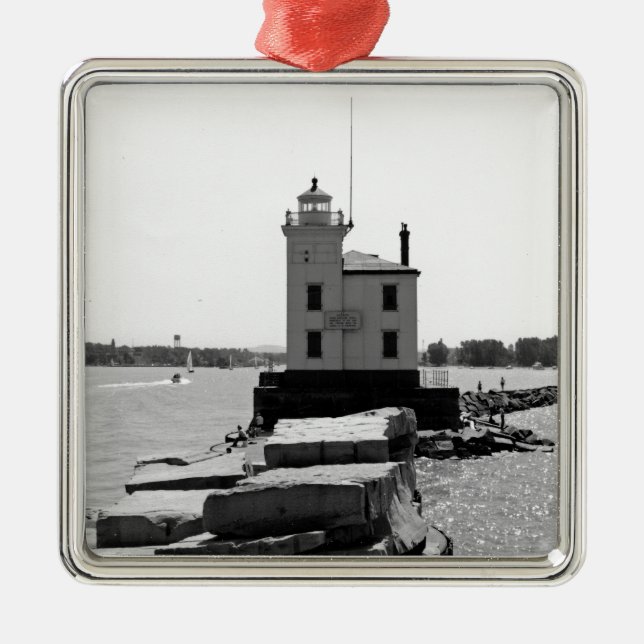 Ornamento De Metal Lago Erie Lighthouse (Frente)