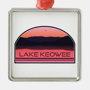 Ornamento De Metal Lago Keowee South Carolina Red Sunrise