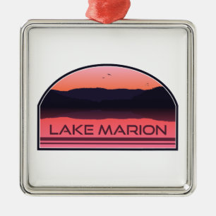 Ornamento De Metal Lago Marion South Carolina Red Sunrise
