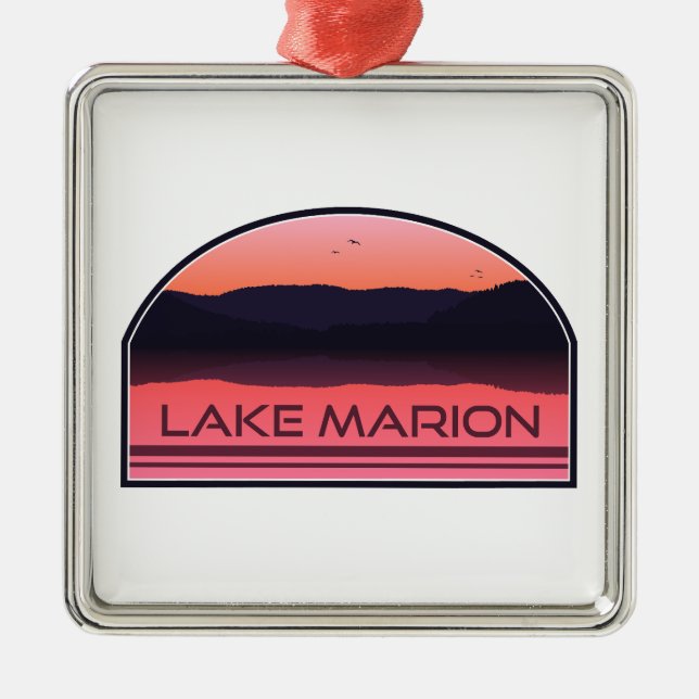 Ornamento De Metal Lago Marion South Carolina Red Sunrise (Frente)