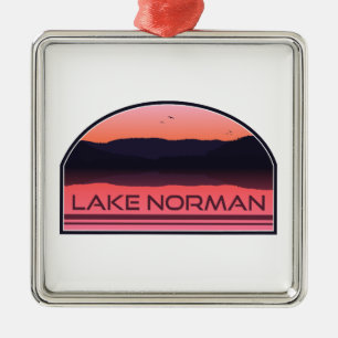 Ornamento De Metal Lago Norman North Carolina Red Sunrise