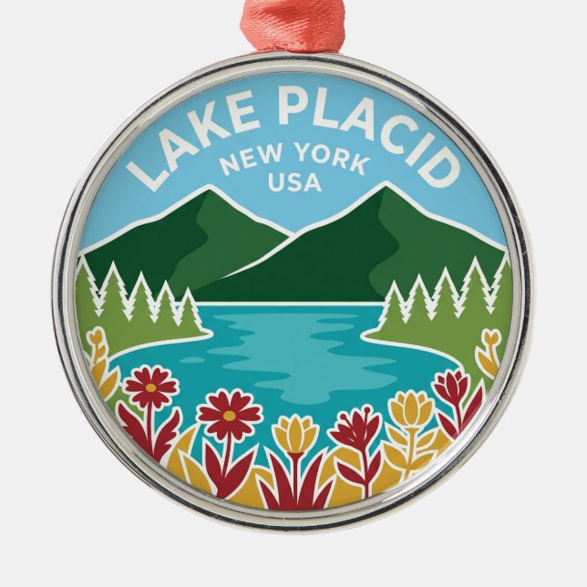 Ornamento De Metal Lago Placid EUA (Frente)