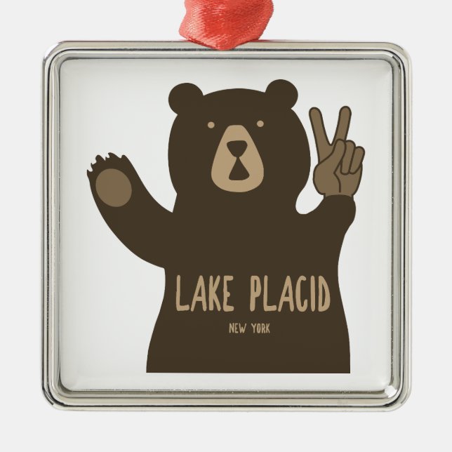 Ornamento De Metal Lago Plácido New York Peace Bear (Frente)