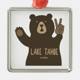 Ornamento De Metal Lago Tahoe California Nevada Peace Bear