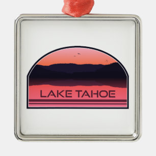 Ornamento De Metal Lago Tahoe California Nevada Red Sunrise