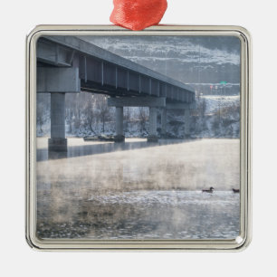 Ornamento De Metal Lago Taneycomo Foggy Winter Fisheries