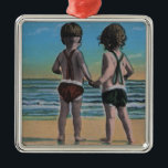 Ornamento De Metal Laguna Beach, FL - cumprimentos da cena com miúdos<br><div class="desc">O Laguna Beach,  FL - cumprimentos da cena com miúdos - Laguna Beach,  FL foi criado em 1909. Esta imagem descreve cenas do Laguna Beach,  FL.</div>