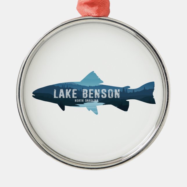 Ornamento De Metal Lake Benson North Carolina Fish (Frente)