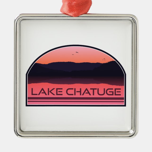 Ornamento De Metal Lake Chatuge North Carolina Georgia Red Sunrise (Frente)