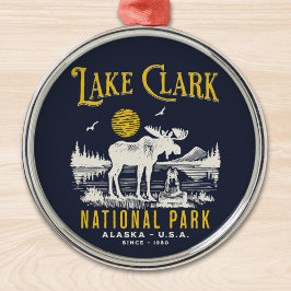 Ornamento De Metal Lake Clark National Park VIntage Forest Landscape