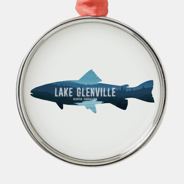 Ornamento De Metal Lake Glenville North Carolina Fish (Frente)