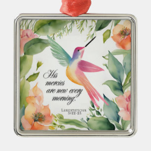 Ornamento De Metal Lamentações 3:22-23 Beija-flor Cristão