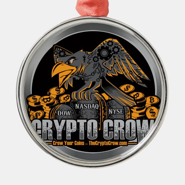 Ornamento De Metal Laranja no corvo cripto preto (Frente)