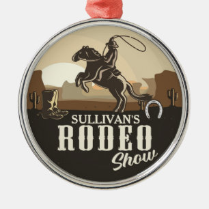 Ornamento De Metal Lasso Roundup ADD NAME Western Rodeo Show