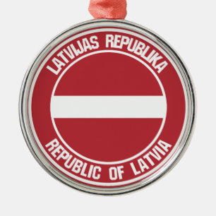 Ornamento De Metal Latvia Round Emblem