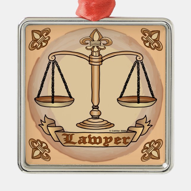Ornamento De Metal Lawyer Justice Scales (Frente)