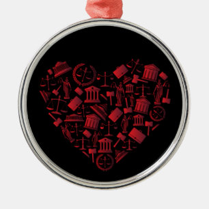 Ornamento De Metal Lawyer Red Heart - Love Law Grunge Art