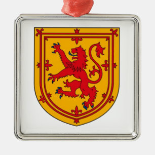 Ornamento De Metal Leão Rampante sobre Dourado