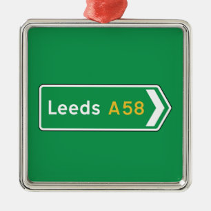 Ornamento De Metal Leeds, sinal de estrada BRITÂNICO