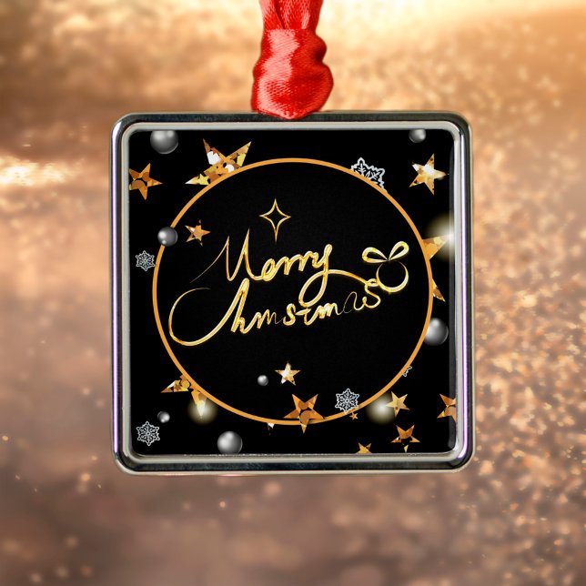 Ornamento De Metal Legal e Dourado Natal Merry (Criador carregado)