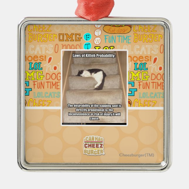 Ornamento De Metal Leis da probabilidade de Kitteh (Frente)