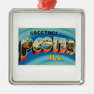 Ornamento De Metal Lembrança velha das viagens vintage de Peoria