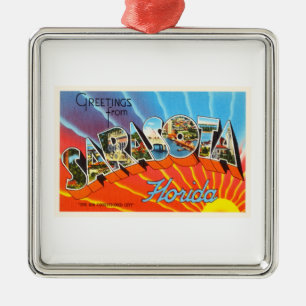 Ornamento De Metal Lembrança velha das viagens vintage de Sarasota