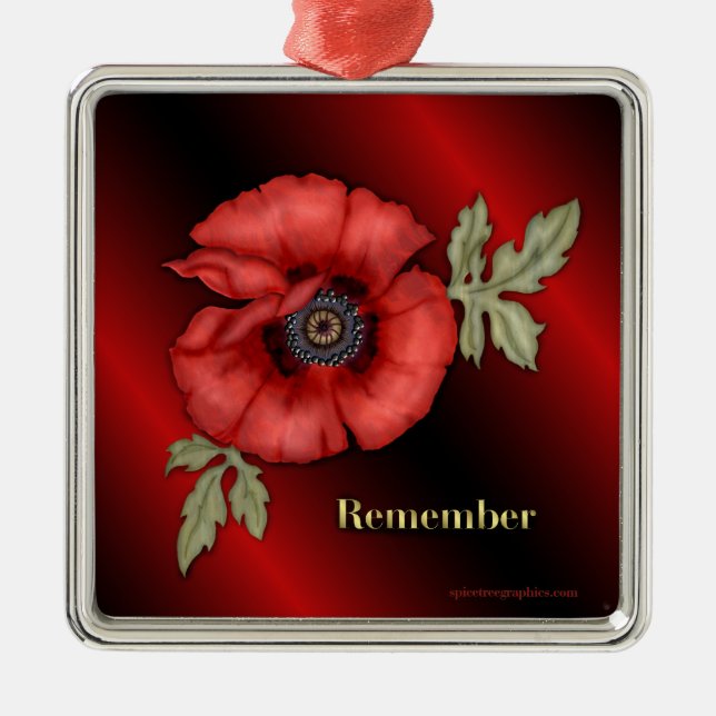 Ornamento De Metal Lembrar Poppy (Frente)