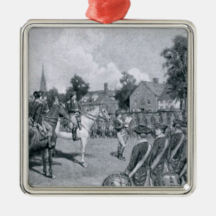 Ornamento De Metal Lendo a declaração antes de Washington