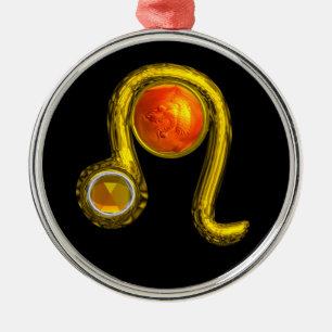 Ornamento De Metal LEO ZODIAC BIRTHDAY JEWEL YELLOZ TOPAZ Dourada