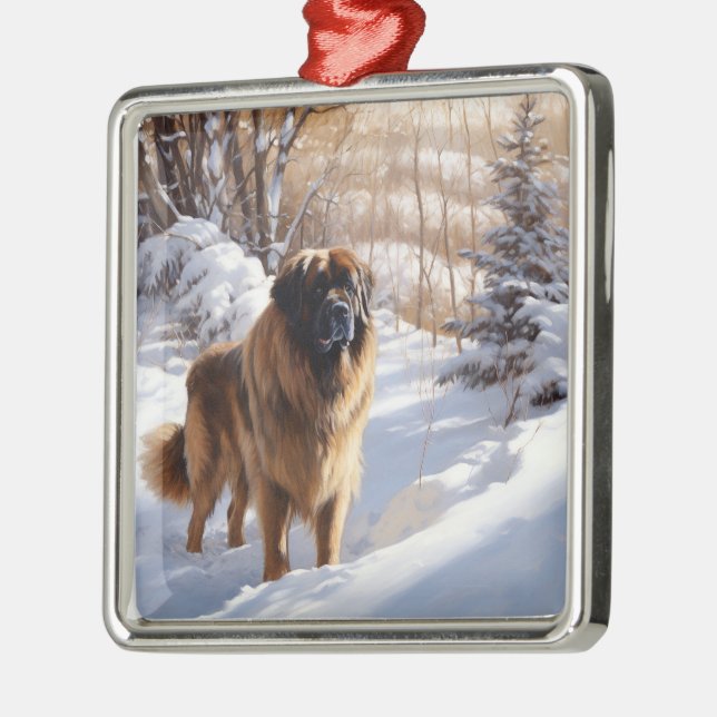 Ornamento De Metal Leonberger Deixa-O Neve Natal (Esquerda)