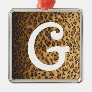 Ornamento De Metal Leopard Imprimir as iniciais do monograma G