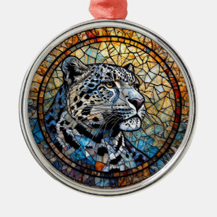 Ornamento De Metal Leopardo com Tons Quentes e Frios