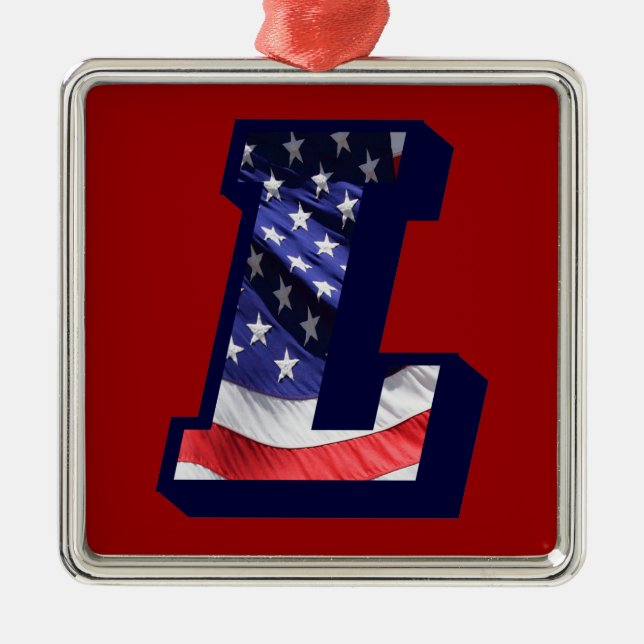 Ornamento De Metal Letra americana Flag "L" (Frente)