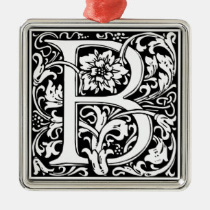 Ornamento De Metal Letra B Monograma Medieval Vintage inicial