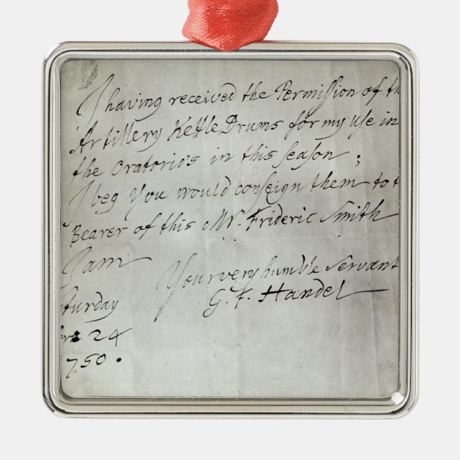 Ornamento De Metal Letra de George Frederick Handel (Frente)