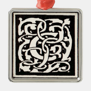 Ornamento De Metal Letra de Nouveau da arte do monograma C do vintage