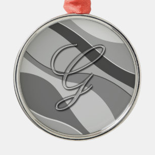 Ornamento De Metal Letra de vidro elegante G do monograma