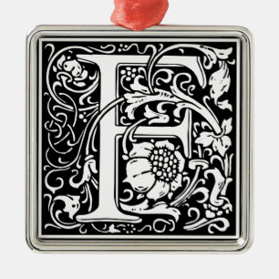 Ornamento De Metal Letra F Monograma Medieval Arte Nova