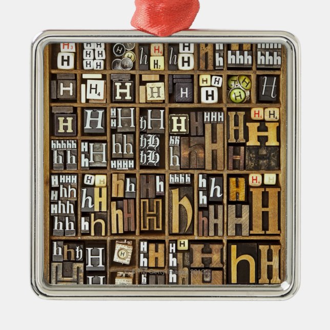 Ornamento De Metal Letra H (Frente)
