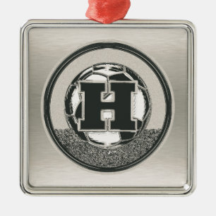 Ornamento De Metal Letra H do monograma do futebol do medalhista de