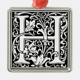 Ornamento De Metal Letra H Monograma Medieval Arte Nova