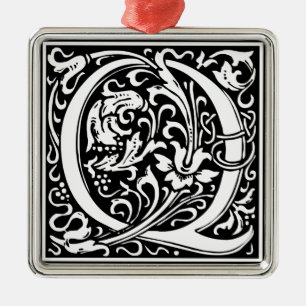 Ornamento De Metal Letra Q Monograma Medieval Vintage inicial