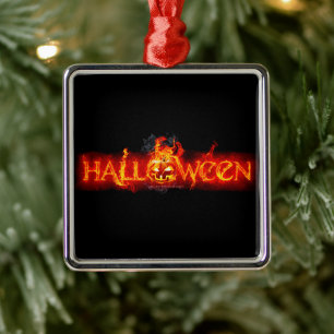 Ornamento De Metal Letras ardentes maciças do SlipperyJoe's Halloween