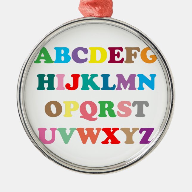 Ornamento De Metal Letras coloridas do ABC (Frente)