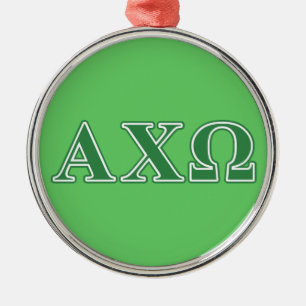 Ornamento De Metal Letras Verde Alphi Chi Omega