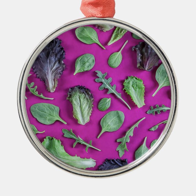 Ornamento De Metal Lettuz Greens em Roxo (Frente)