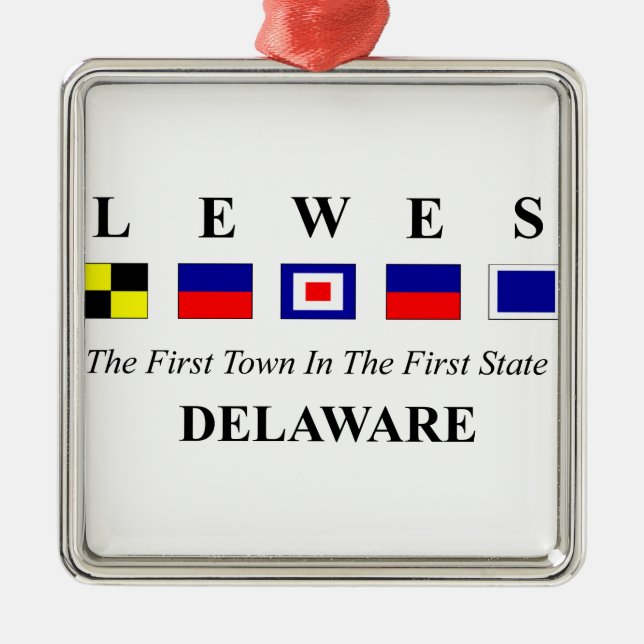 Ornamento De Metal Lewes, DE 2 - soletração náutica da bandeira (Frente)